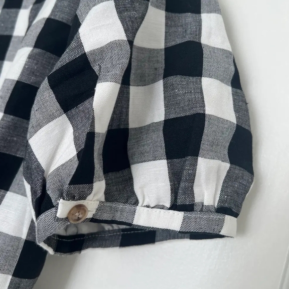 LOFT Black & White Gingham Button V-Neck Dress Size XL - Picture 7 of 9